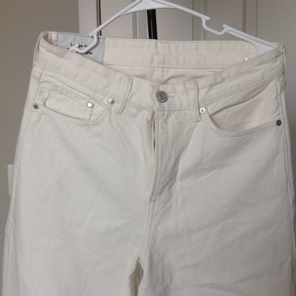White Cream Loose Fit Coupe Ample Jean - Picture 5 of 6